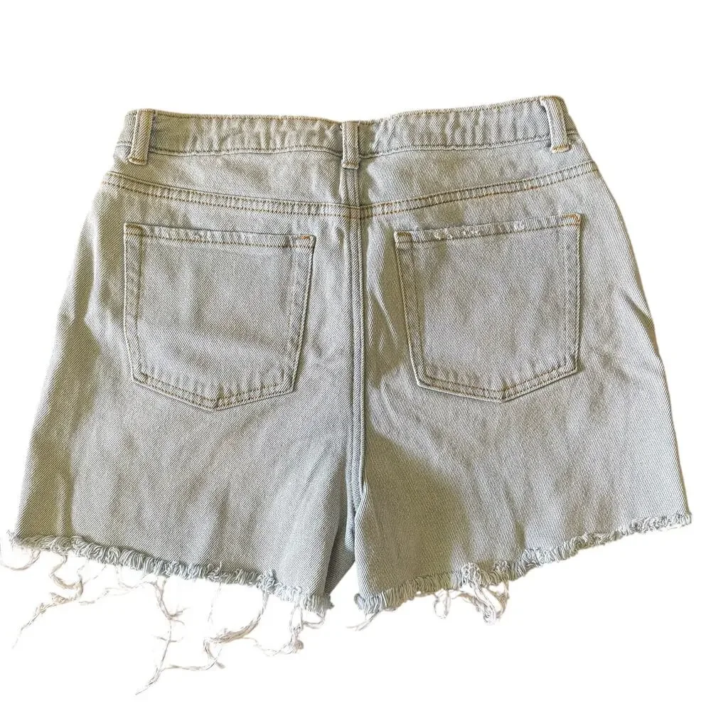 Rewind Distressed Light Wash Denim Shorts Women's Size 5 W27 Raw Hem High Rise